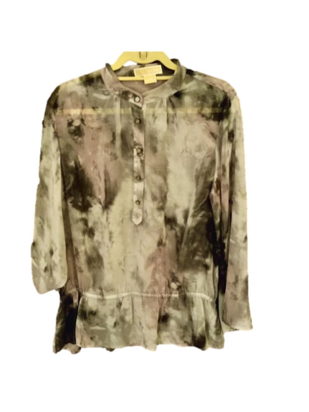 Michael Michael Kors  Sheer Blouse Gray Black Pink  Size Large